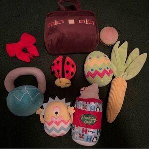Plush Multicolor Easter & Garden Dog Toy Set - Unbranded